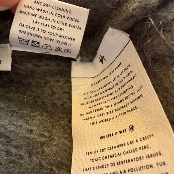 NAADAM Umbriel Turtleneck Sweater gray size M medium mohair wool tie sleeve - Picture 12 of 12